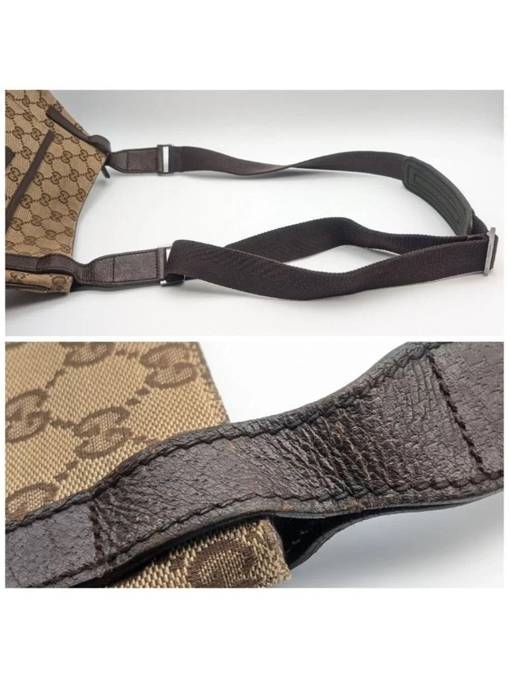 Gucci GG Canvas Shoulder Bag Crossbody Brown - Picture 6 of 9